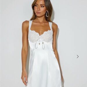 Satin bridal mini with lace detailing